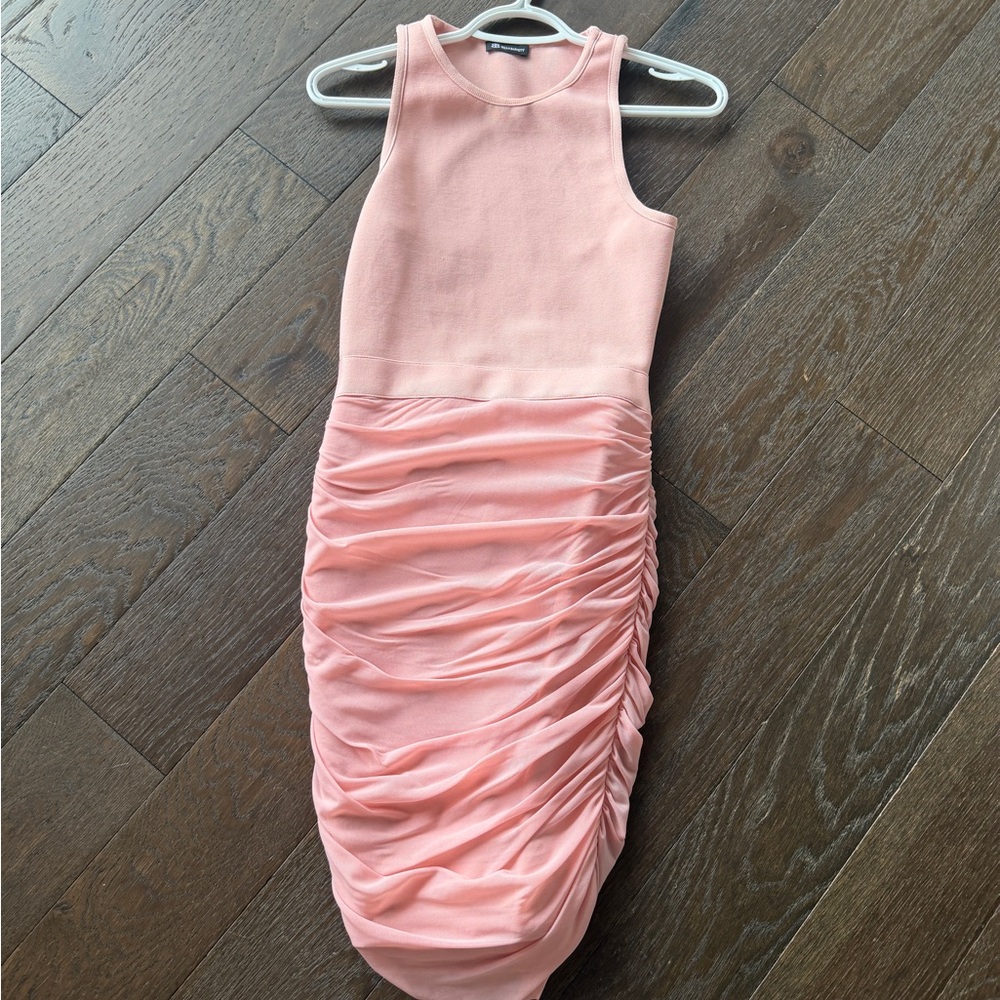 Sleeveless Pink Ruched Mini Dress